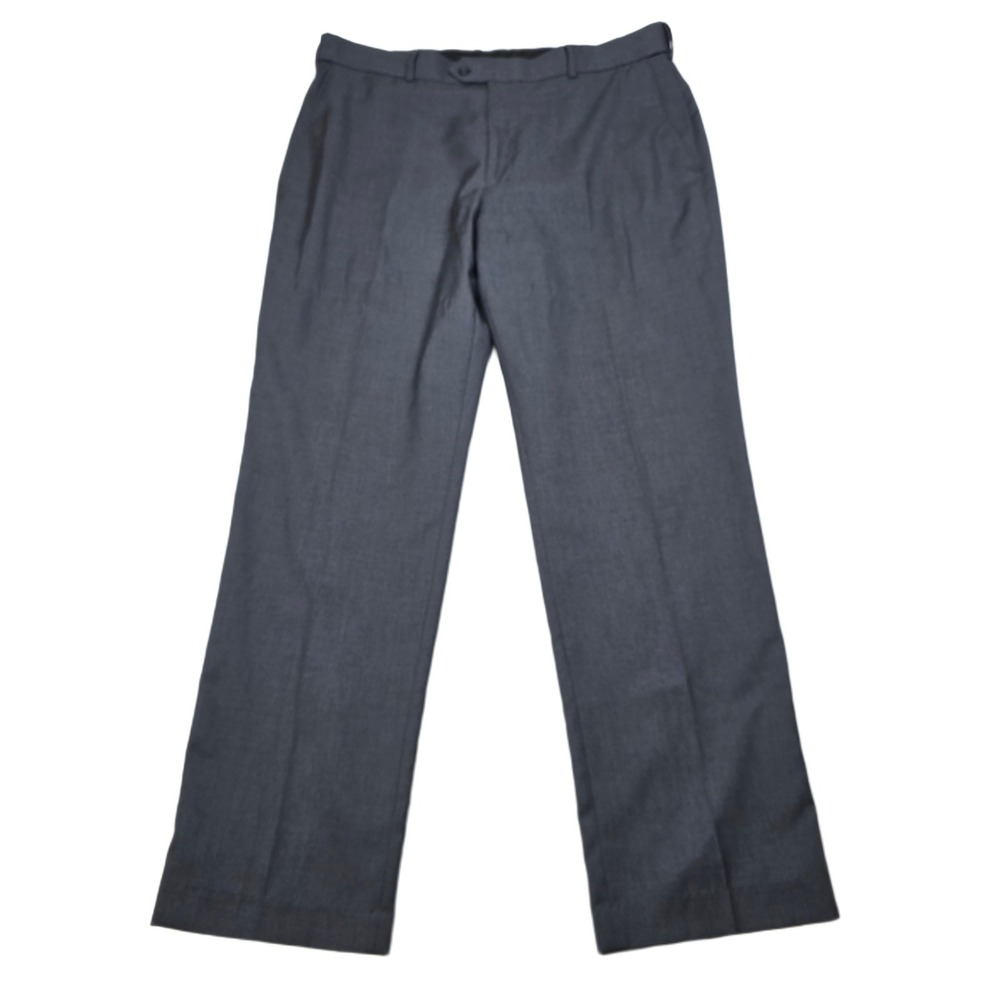 Stafford Sharkskin Dress Pants Mens 38x32 Charcoal Gray Classic Fit